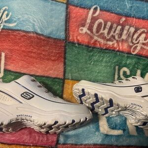 Skechers Kids White and Blue Sneakers